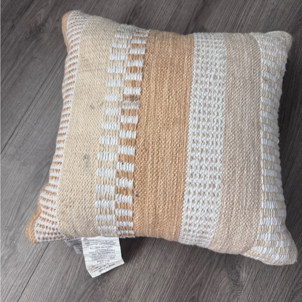 West Elm Tan and Cream Textured Accent Pillow